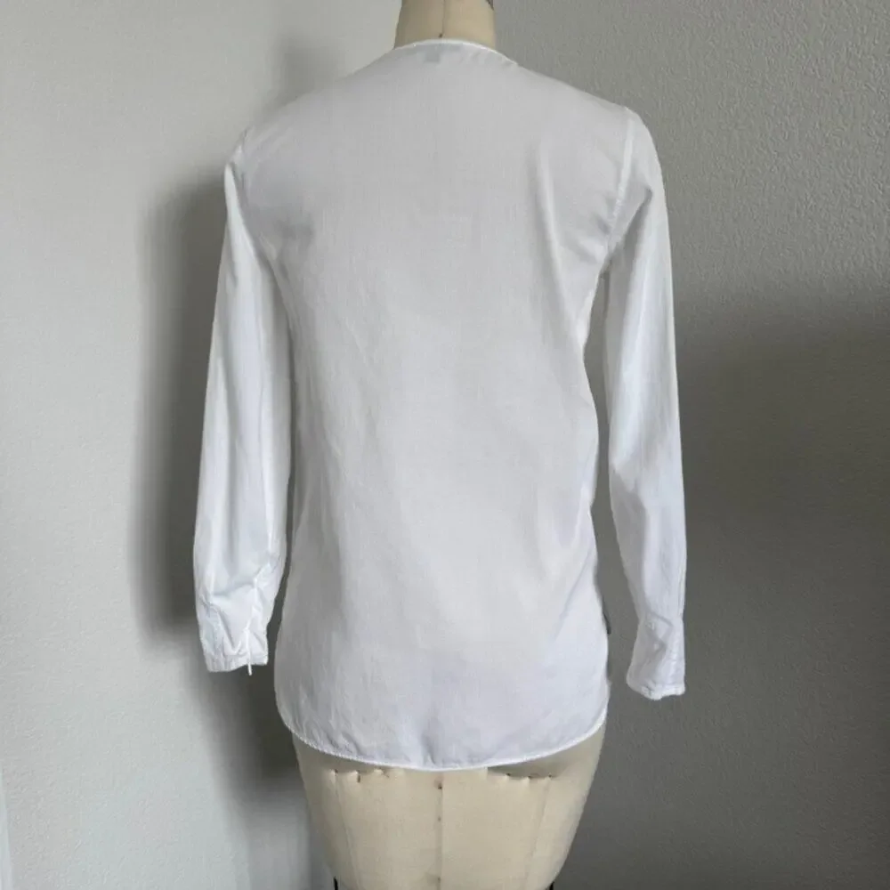 Massimo Dutti | White Cotton L/S Blouse Size 2/XS - Picture 3 of 11